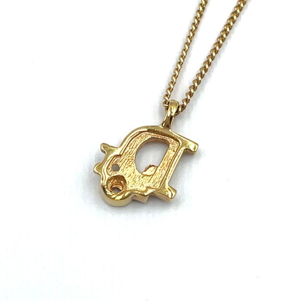 Christian Dior Rhinestone Logo Necklace Gold - Picture 2 of 8